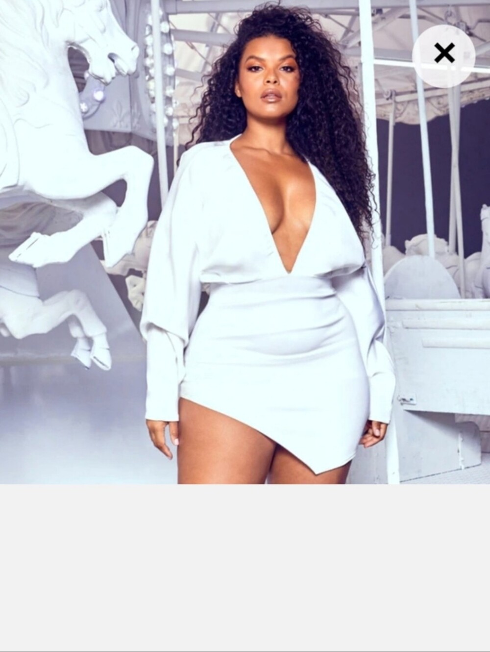Brand New PrettyLittleThing White Pleated Balloon Sleeve Bodycon Dress